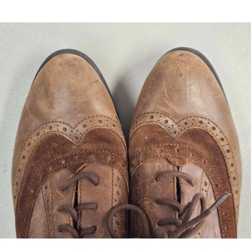 Born Mens F27106 Wingtip Oxford Shoes Tan Brown Leather Suede Brogue 8.5M